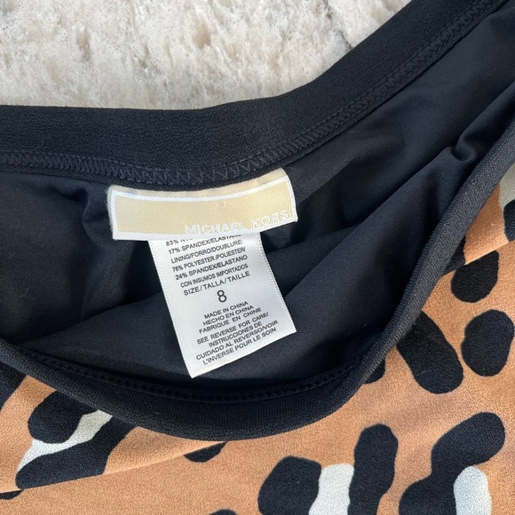 Michael Kors Leopard Print One-Shoulder Swim Top - Picture 4 of 4